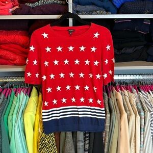 Talbots red, white, & blue Stars and Stripes short sleeve sweater size XS NWT​